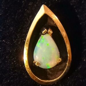 Gold Teardrop Opal Pendant